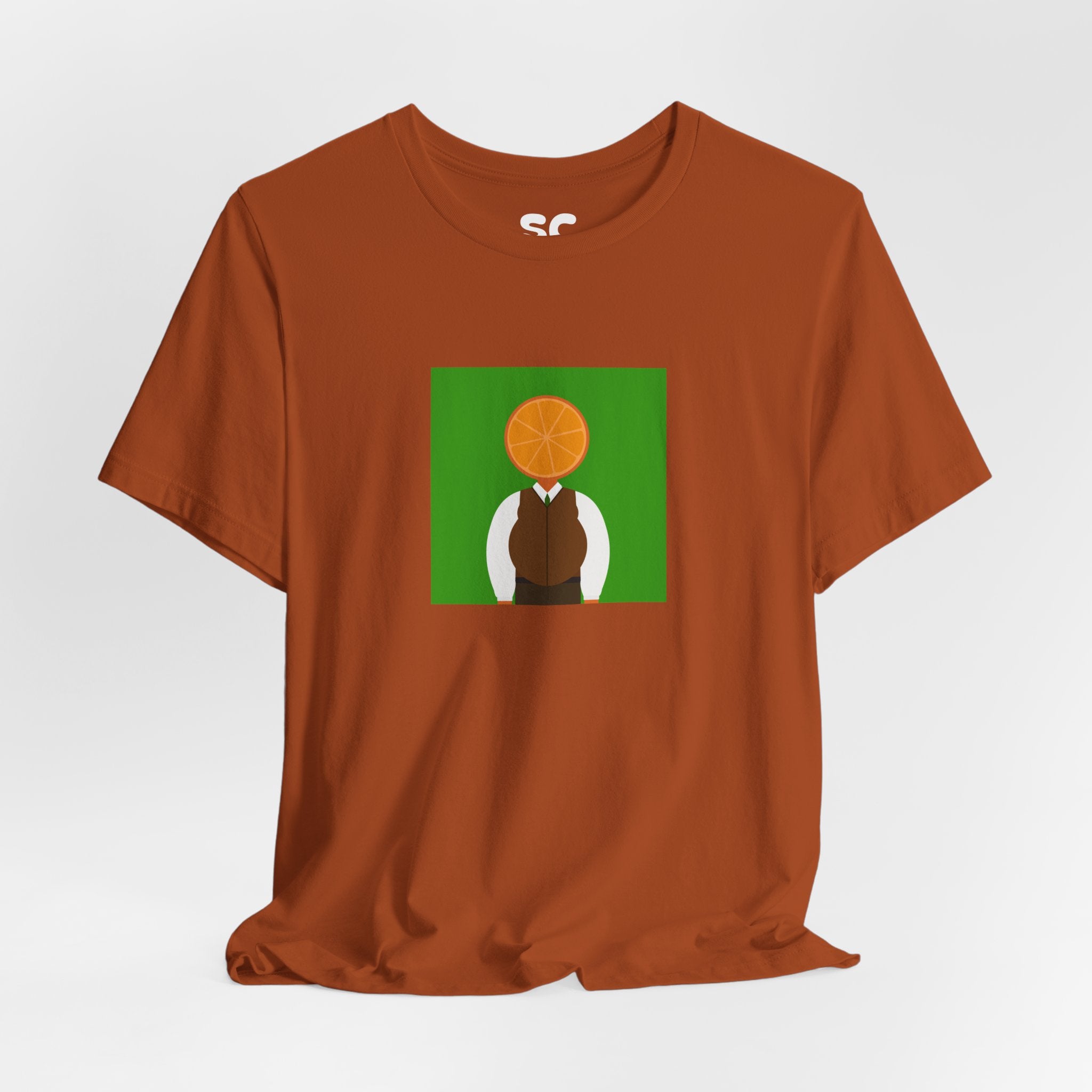 OrangeDude Graphic Tee — Whimsical Minimalist Fruit Character T‑Shirt